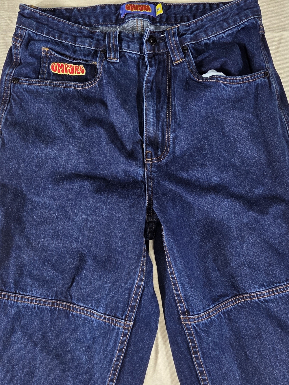 Empyre Baggy Panel Jeans Mens 30x30 Blue Y2K Skate Wide Leg Denim